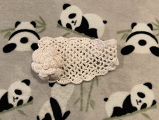 Girl  s Head Wrap Off White Crochet Ear Warmer Button Flower