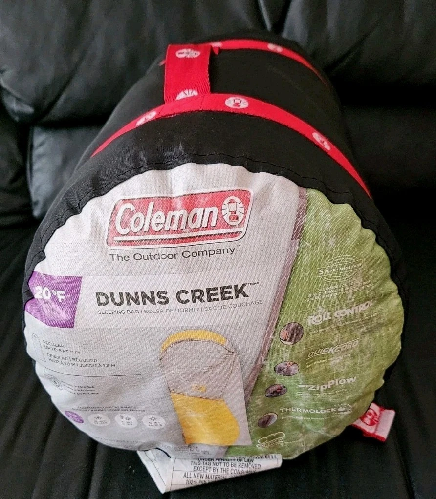 Coleman Dunns Creek Yellow 20 degree Cold Weather Sleeping Bag Regular SZ 5’11”