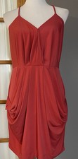 BCBGeneration Women’s Pleated Dress M Coral Drape Pockets Sleeveless Boho Chic