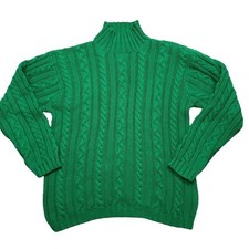 RARE Vintage Ralph Lauren Country Brand Men's Green Cable Knit Sweater Large