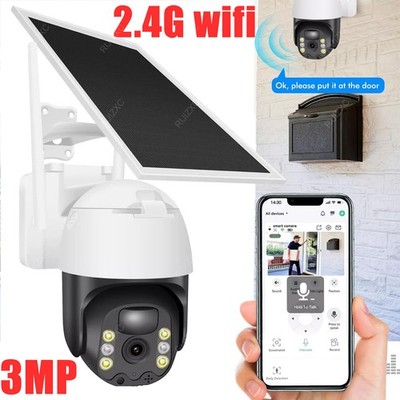 Solar Battery Powered Wireless WiFi Outdoor Pan/Tilt Home Security Camera System