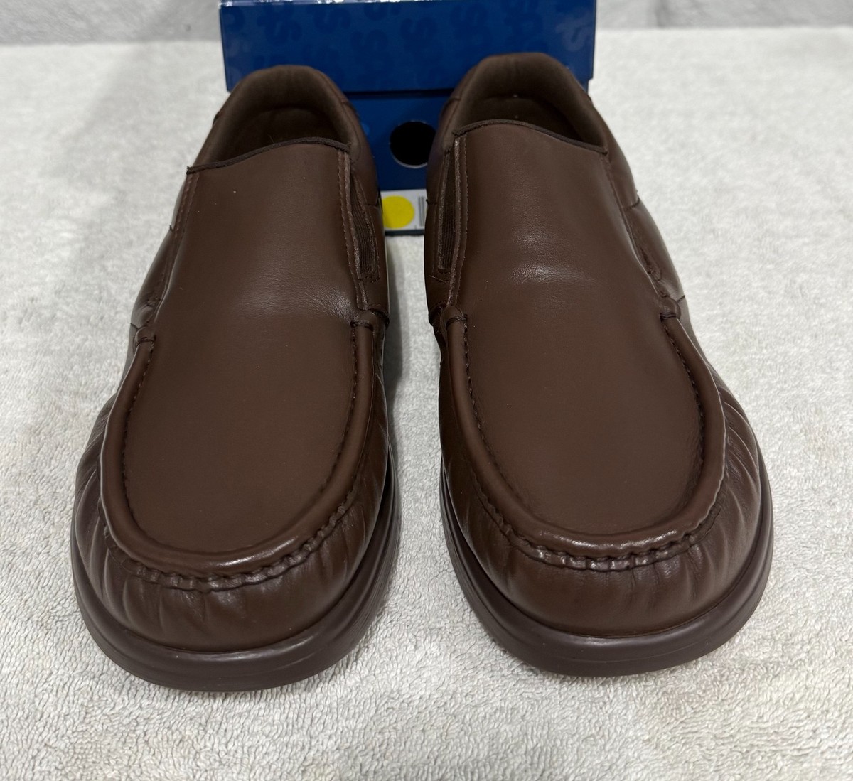 SAS Side Gore Slip-On Shoes Brown Pebbled Leather Loafers Moc Toe Comfort 13 W SAS Side Gore Brown 8.5 Medium Men main image 2
