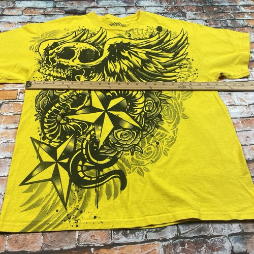 MMA Elite Shirt Adult Large Yellow Skull Wings Star Graphic Y2K Skater Mens - Picture 7 of 11