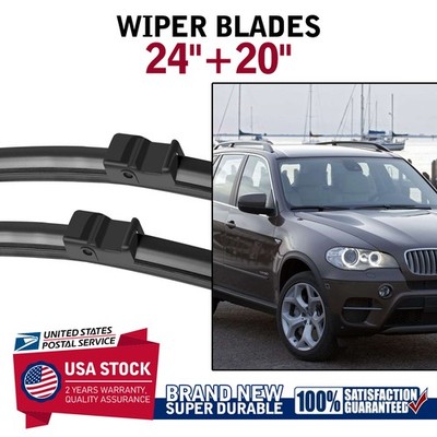 Side Lock Front L&R Windscreen Wiper Blades 24'' & 20'' For 2007-09/2011 BMW X6