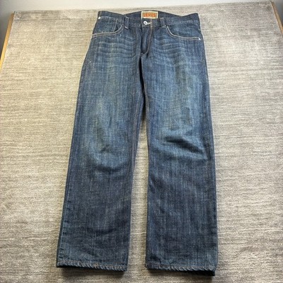 VINTAGE Levis Jeans Mens 34x32 Slim Straight Faded Honeycomb Y2K Blue Denim