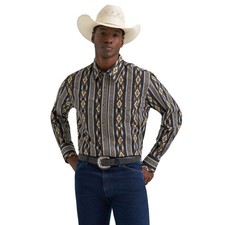 Wrangler Men's Checotah Western Black Brown Snap Dress Shirt 112374910