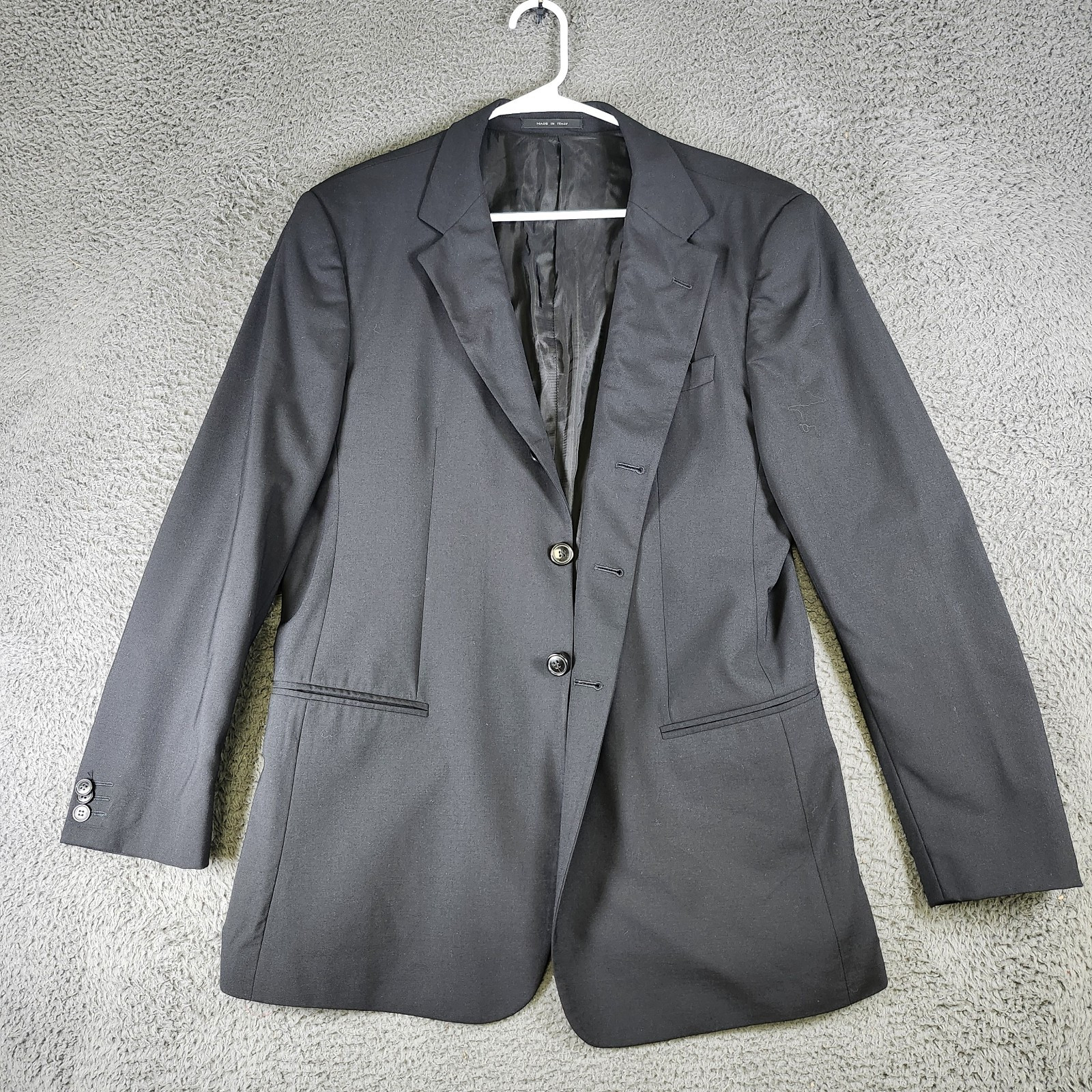 Emporio Armani Black Wool 3-Button Blazer Jacket Mens Italy 42L Sport Coat