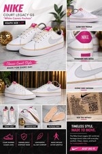 Nike Court Legacy GS White Cosmic Fuchsia DA5380-116 Youth Girls Size 6.5Y Pink