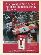 1974 Print Ad Viceroy After Going 212 MPH Not About To Smoke A Boring Cigarette