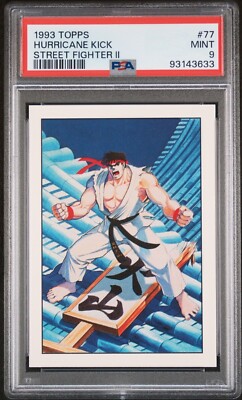 1993 Topps Street Fighter II - #77 Ryu / Hurricane Kick - PSA 9