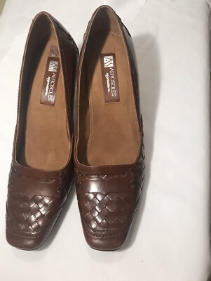 Aerosoles Signature Women's Brown Leather Braid Front Heel