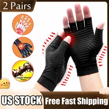 2 Pairs Copper Compression Arthritis Gloves Carpal Tunnel Joint Pain Relief Hand
