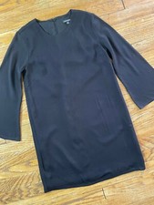NWT Paris Sunday LBD Little Black Dress Wide Bell Funnel Sleeve Shift Mini XS