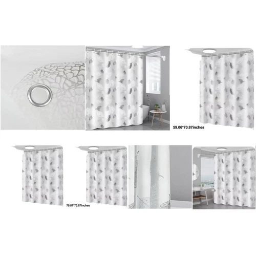 Sophisticated Opaque LEAF PRINTED shower curtain made of peva material - Picture 12 of 14
