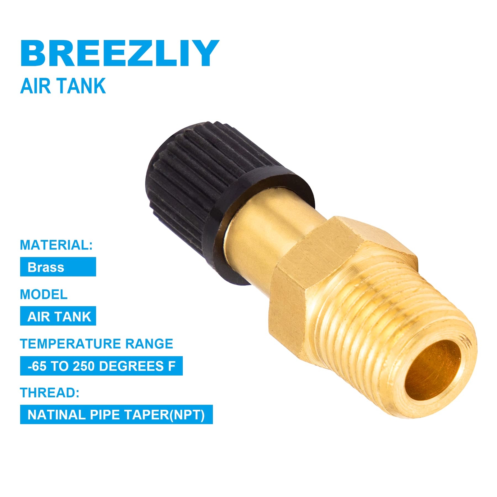Breezliy 2PCS 1/8" NPT Tank Valve Anti-Corrosion Brass Schrader Valve with St...