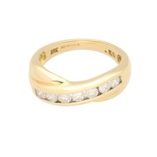 18Ct Yellow Gold 0.50ct Diamond Channel Set Crossover Eternity Ring (Size J 1/2)