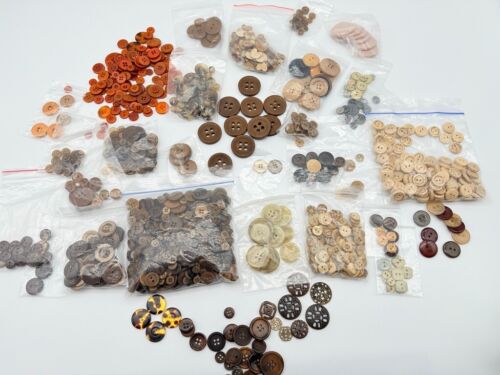LOT Brown Plastic Wood Celluloid Tortoiseshell Sewing Craft Buttons Shank 4 Hole - Picture 2 of 16