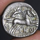 Two-Horse Chariot Denarius Ancient Roman Republic Silver Coin 117Bc Toning