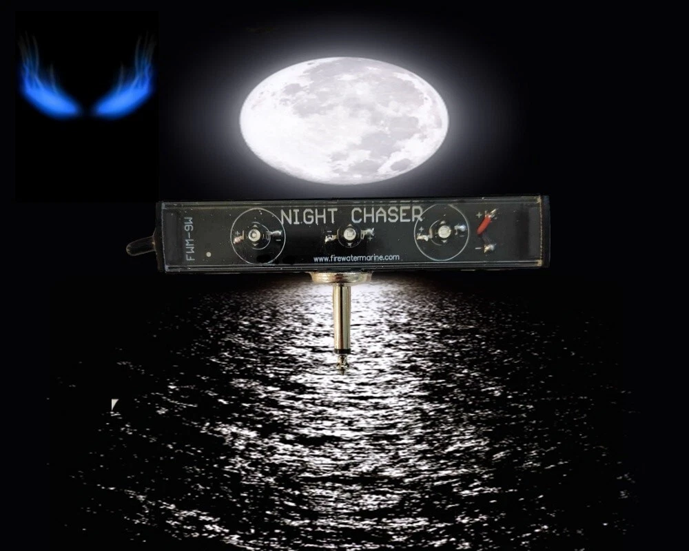 NIGHT CHASER UV LED FISHING BLACK LIGHT w HARD MONO PLUG FULL GLOW MOON MAXX