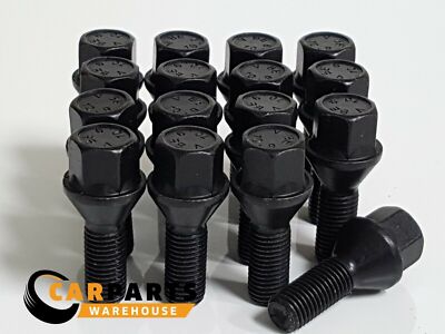Passend für BMW 5, 6, 7, 8er 1972 - 2010 Alufelgenschrauben M12 x 1,5 26mm schwarz