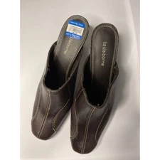 Liz Claiborne Boston heeled mules brown leather