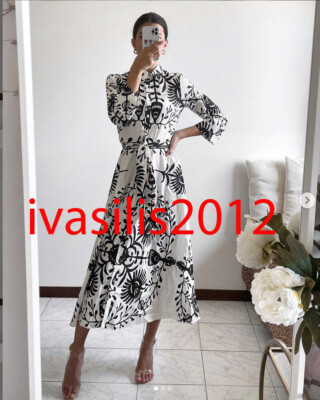 zara printed shirt dress ecru