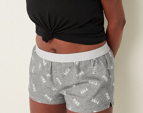 Vs Victorias Secret Pink Flannel Sleep Boxy Short Shortie Stormy Logo XXL - Picture 2 of 6