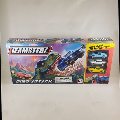 Teamsterz Dino Attack Playset with 3 Metal Cars - New