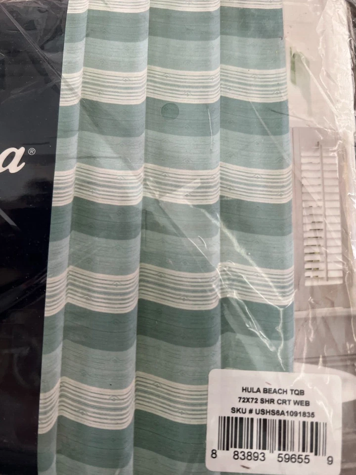 Tommy Bahama Hula Beach azul algodón 72 pulgadas. X 72 pulgadas. Cortina de ducha Foto 2 de 4