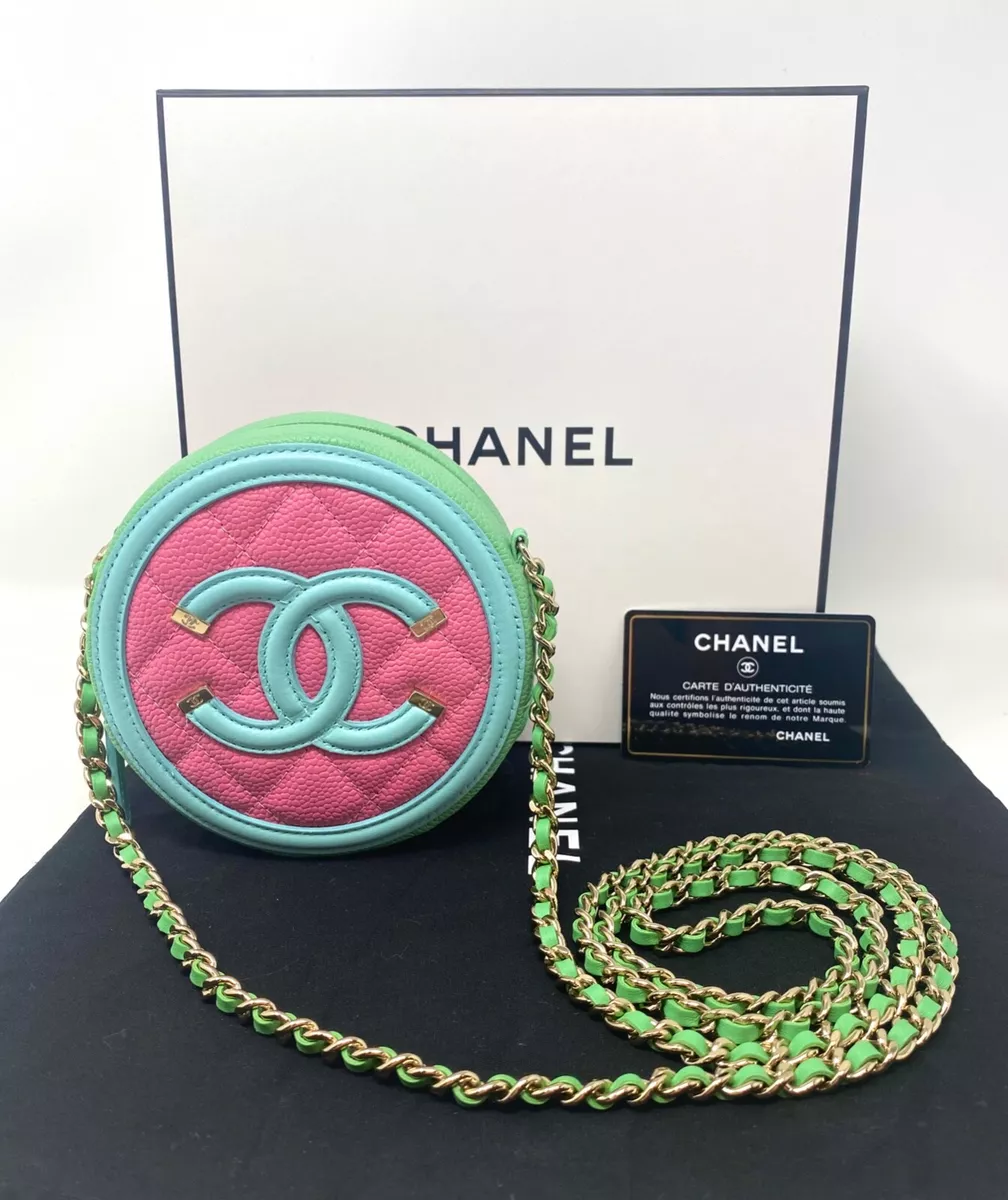 Chanel Red Quilted Caviar Leather Round CC Filigree Crossbody Bag