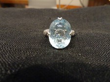 537--VINTAGE FANCY STERLING SILVER RING-925--SIZE-7- LARGE STONE