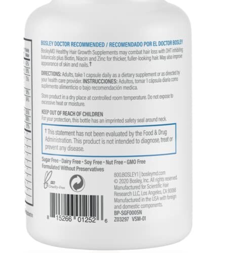 BosleyMD Hair Growth Supplements w/ DHT Blockers - Thicker, Fuller Hair (2 Pack) - Bild 5 von 7