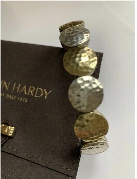 John Hardy 18K 金纯银锤形 Palu 点硬度袖口手链 6.7 — 第 3/4 张图片