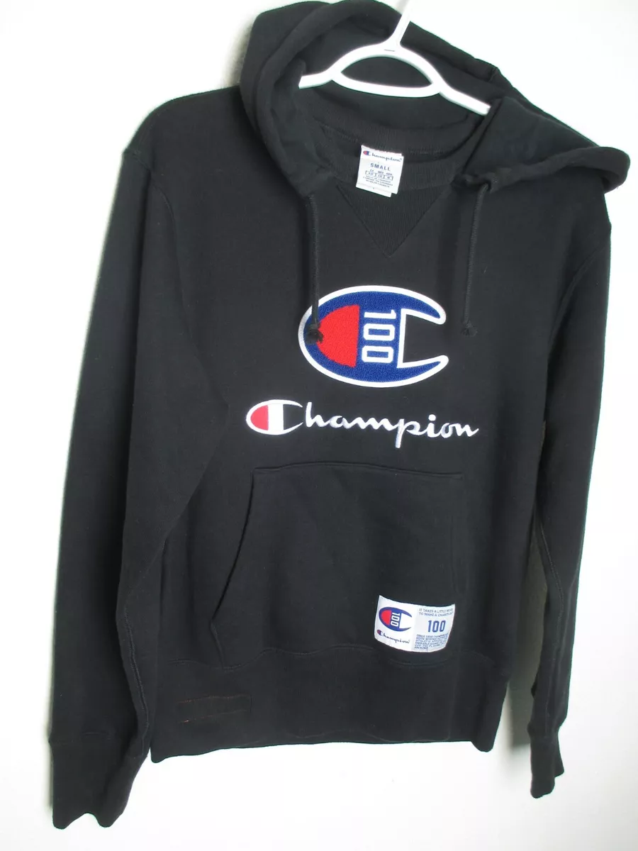 Champion black Small 100 year Hooded S double V retro vintage | eBay