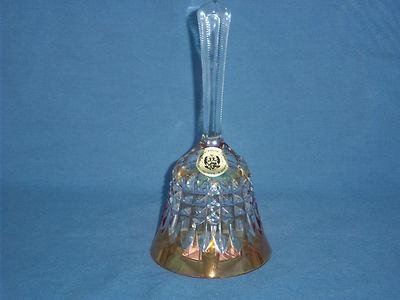 Large Bell Lead Crystal W. Germany House of Global Art 7 1/4''s High Orange Tint 