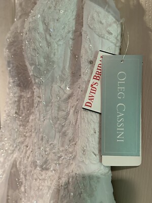 WEDDING Dress Oleg Cassini Tank Gown White beaded Lace David's Bridal SZ 6  NWT | eBay