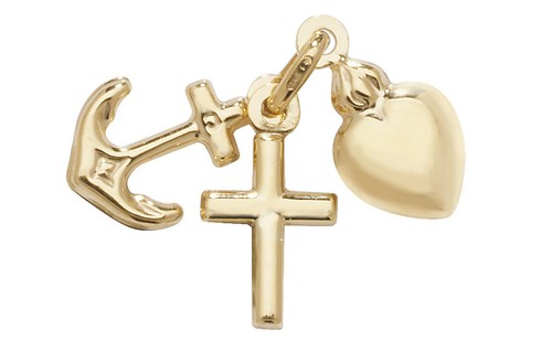 9CT GOLD FAITH HOPE CHARITY PENDANT 