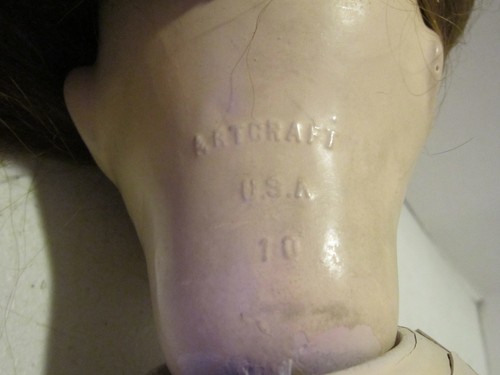Antique mkd.Artcraft 26" composition & wood girl, sleep eyes-natural hair wig - Picture 8 of 12