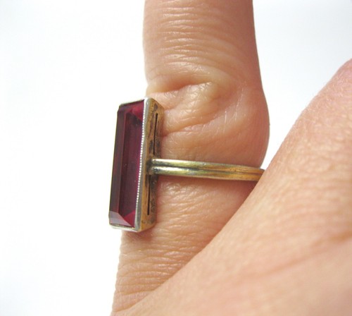 Impresionante anillo súper rubí plata 875 URSS vintage perfecto - Imagen 7 de 14