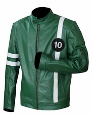 Ben 10 Alien Swarm Halloween Cosplay Costume Green Leather jacket 