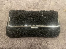 Vintage Hand Made Black Beaded Purse Clutch Bag Hong Kong