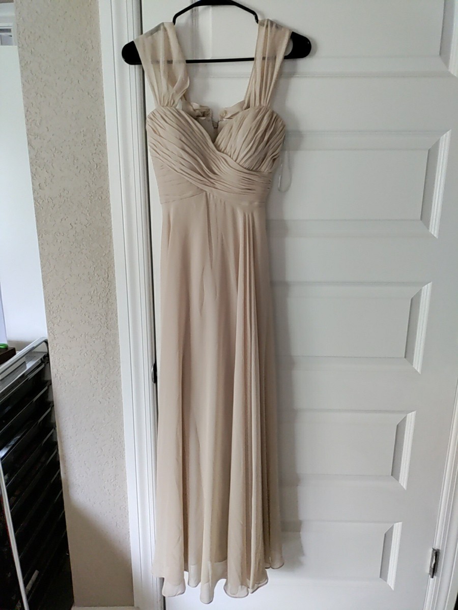 white christmas dresses A Line Long Champagne Simple Bridesmaid Dress Side Split 242242021 – TANYA  BRIDAL main image 1
