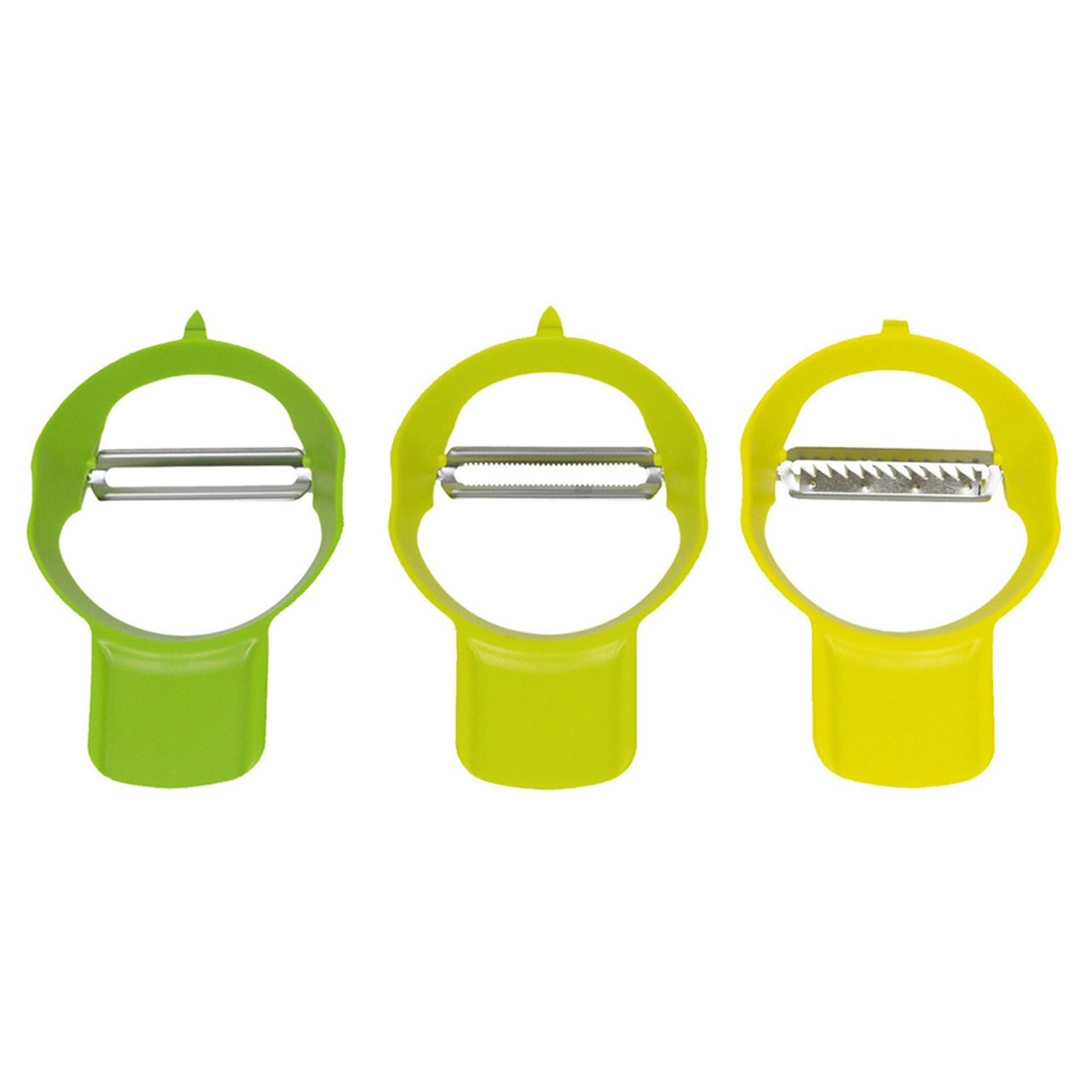 Set of 3 Fruit and Vegetable Peelers - Standard Serrated and Julienne Grater