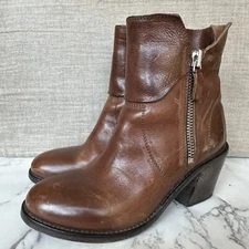 MOMA Women's Brown Leather Heeled Ankle Boots US6 EU 36 Handmade In Italy