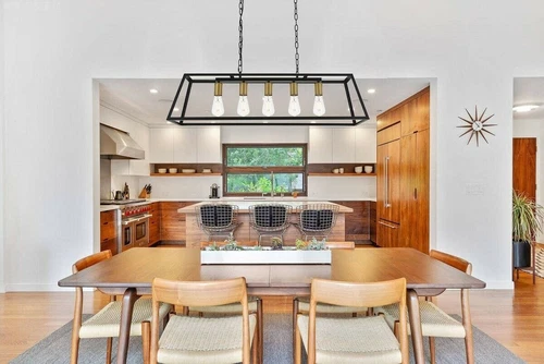 Chandelier Brass and Black Farmhouse Ceiling Light Fixtures Dining Room Kitchen - Picture 2 of 12