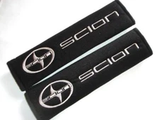 2X Embroidery Scion Racing Cotton Black Seat Belt Cover Shoulder Pad 