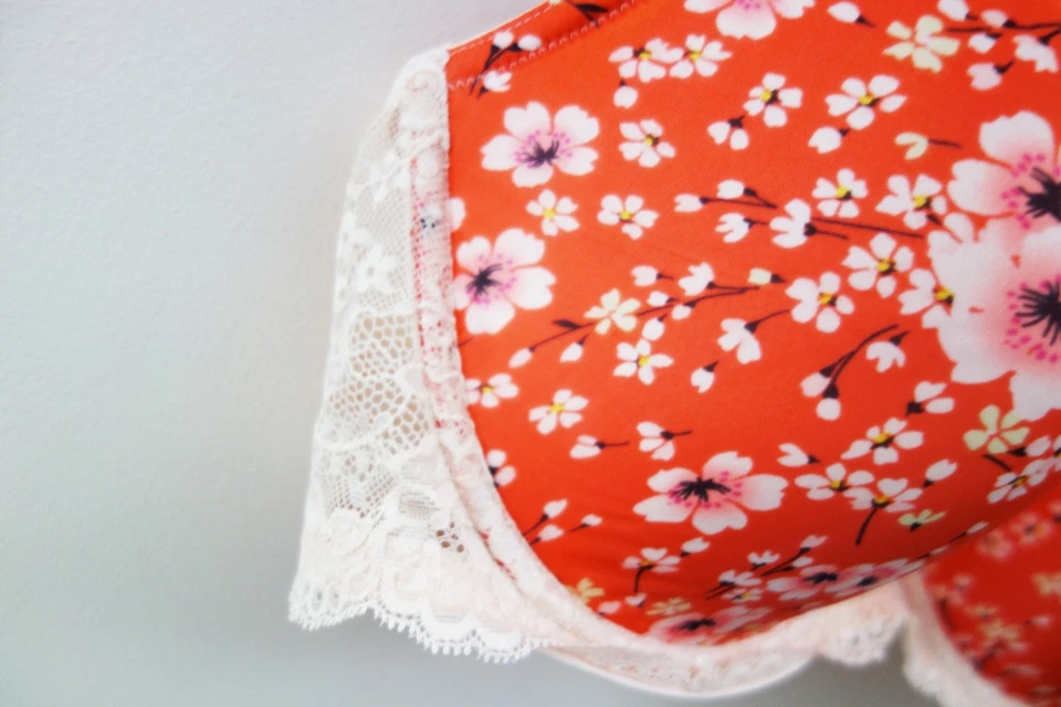 Victorias Secret Dream Angel Lined Demi Floral Orange Bra (40D) NWOT! - Image 4 of 4