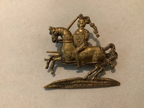 MILITARY BRASS CAP BADGE FIFE&FORFAR YEOMANRY (SCOTTISH RIFLES) VGC WITH LUGS