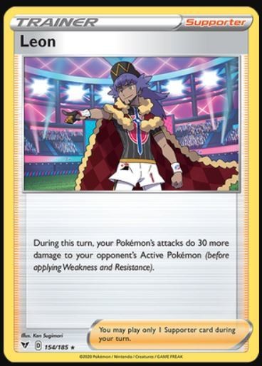 Leon - 154/185 - Holo Rare (Lp) Vivid Voltage - Trainer - Supporter Pokémon