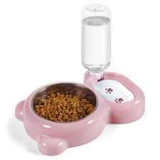 Dog Bowls, Cat Food and Water Bowl Set with Dispenser Pink